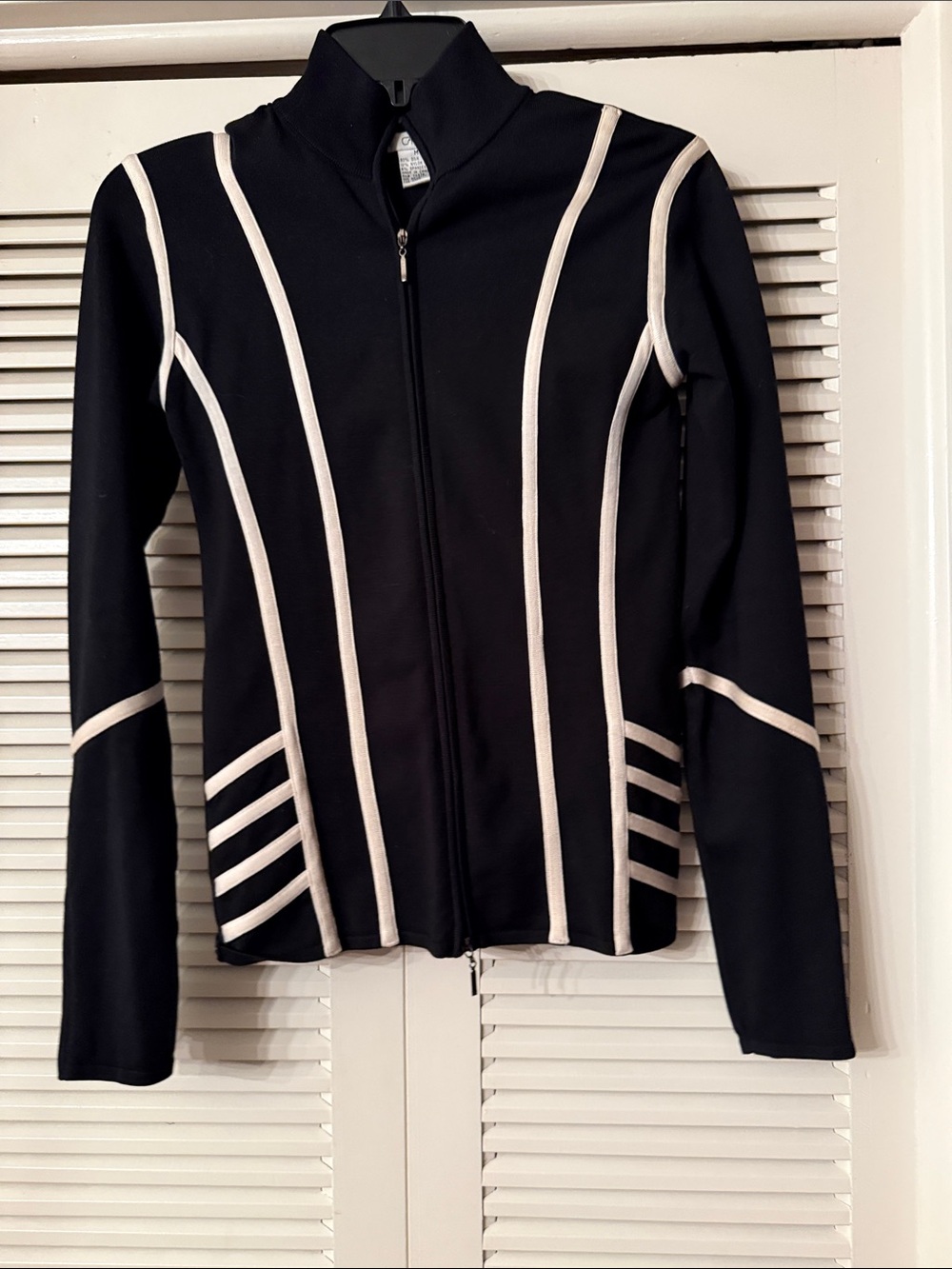 Cache Black Bomber Jacket with White Piping